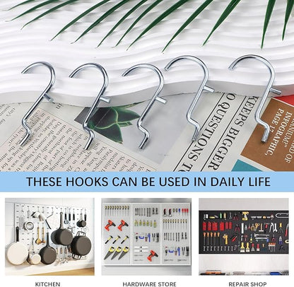 25 Pcs J Style pegboard Hooks Stainless Steel Metal Pegboard Hooks Peg Board Wall Display Accessories for Jewelry Organizer Hanging Tools (Large)