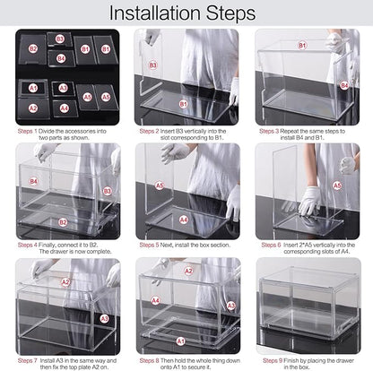 3 Packs Large Plastic Stackable Storage Drawers, DILIBRA Clear Storage Bins Organizer with Pull Out Drawers, Snacks Storage Organizer for Kitchen Cabinet Closet Shelf Pantry Organizers and Storage