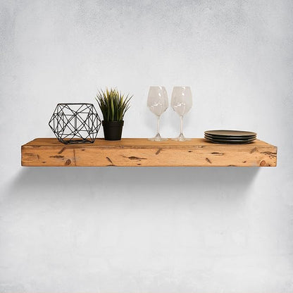 Urbandi Rustic Distressed Floating Shelves, Set of 2, Handmade Out of Pine Wood, 3 Inch Thick, Made in USA (Aged Oak, 24Lx3Hx6D)