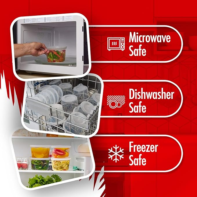 QUIDDITY WARE 16oz-Deli Containers with Lids Leakproof - 50 Pack BPA-Free Plastic Microwaveable Clear Food Storage Container Premium Heavy-Duty Quality, Freezer & Dishwasher Safe