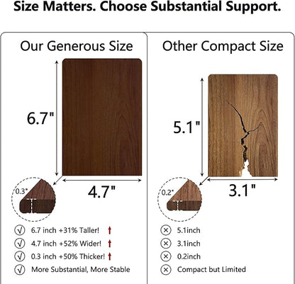 Walnut Wood Book Ends for Shelves - Hand Polished Edges, Non-Skid Bookends for Heavy Duty Book Holders Office Desk Shelves Decorative Book Organizer, 6.69"H x 4.72"W x 3.94"L (2 Pairs)