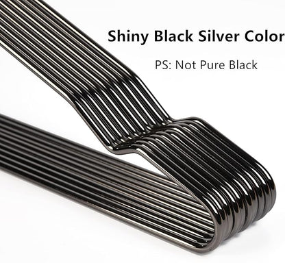 Better to U 17 Inch Black Silver Metal Hanger Adult Clothes 20 Pack, 4.0mm Heavy Duty Shirt Blouse Hanger for Coat Suit, Space Saving Slim Wire Hanger for Camisole Trousers Dress