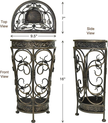 Dualplex Super Quality Umbrella Stand, Umbrella Holder Antique Look Metal Entry Hallway Décor, Wallside Style w/Removable Drip Tray Home Office Decoration Rack Holds Umbrellas Canes Walking Stick