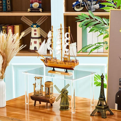 1 Pcs 16 Inch Extra Large Acrylic Risers Display Stands Rectangular 4-leg Acrylic Plant Stand, 6mm Thick Clear Shelf Riser Display Stands for Decor Collectibles Figures and Item Photography