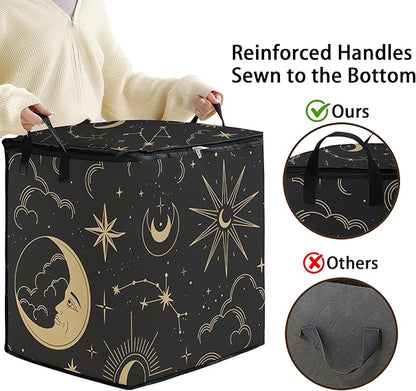 Large Comforter Storage Bag with Zipper,Closet Organizer for Clothes,Blankets,Quilts,Pillows,Fabric Storage Bags with Portable Handles 95L(2-Pack)