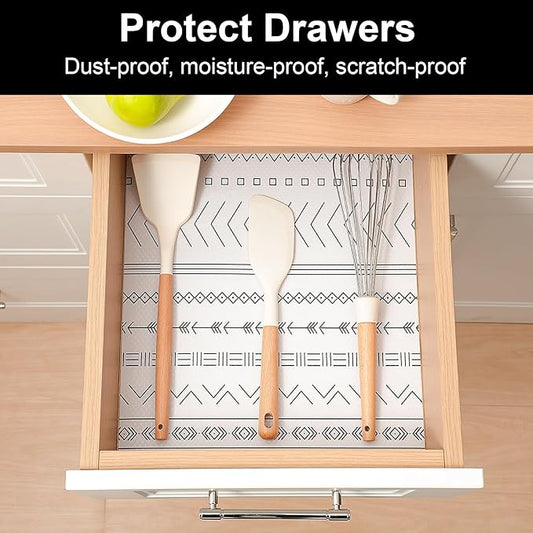 Cooyes Shelf Liners for Kitchen Cabinets Refrigerator Liners Waterproof & Oil-Proof Kitchen Cupboard Liner Drawer Mats EVA Material Non Adhesive Fridge Liner for Shelves