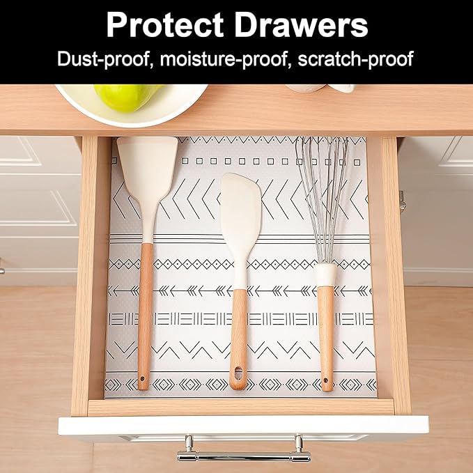 Cooyes Shelf Liner Drawer Liners, Shelf Liners for Kitchen Cabinets, Non-Adhesive Cabinet Liner, EVA Waterproof Non-Slip Refrigerator Liners for Kitchen Drawers