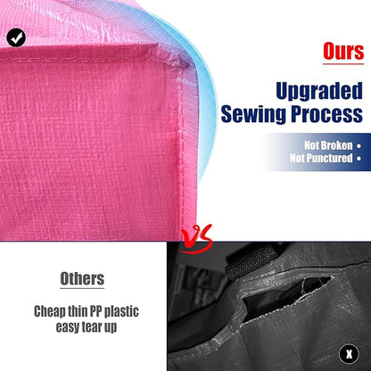 Cosy Family 8 Pack Heavy Duty Extra Large Moving Bags with Backpack Straps - Strong Handles & Zippers, Storage Totes For Space Saving, Fold Flat, Alternative to Moving Box (40 gal, Pink)