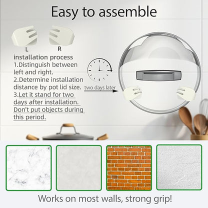 Li&Zhao Pot Lid Organizer for Cabinet Door - 5 Pairs of Lid Organizers Inside Cabinet Pot and Pan Organizer Door Wall Mount Pot Lid Holder Pot Cover Holder Rack for Kitchen Cupboard(White)