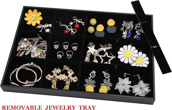 Stratalife Jewelry Tray Bracelet Holder Stackable Jewelry Organizer Removable Jewelry Display Drawer Organizer Holder Storage Show Case (12 Grid)