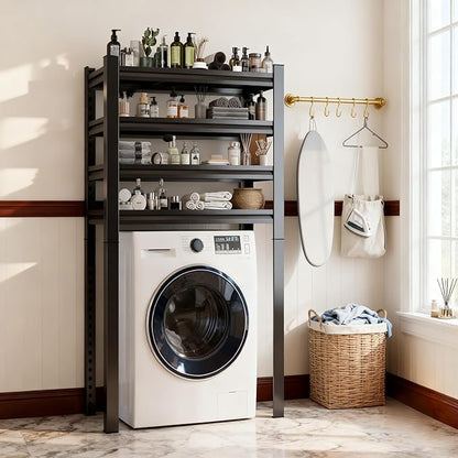 Over The Washer and Dryer Storage Shelf, 4-Tier Heavy Duty Laundry Room Organizer Standing Shelf with Anti-Tip, Space Saving Rust Proof Shelving for Bathroom, Balcony (63" H*39.4" W*15.7" D)
