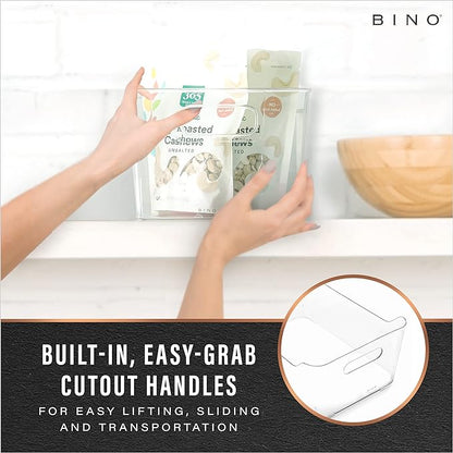BINO | Plastic Storage Bins, X-Large - 2 Pack, Clear | THE SOHO COLLECTION | Pantry Organizers and Storage Containers Fridge Organizer Bins Kitchen Cabinet Organizer Medicine Cabinet Organizer Bin