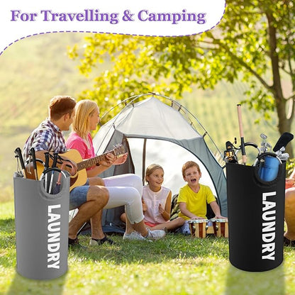 2Pcs Large Laundry Hamper for Adult, 95L Folding Clothes Basket with Handles, Dirty Clothes Hampers for Bedroom, Stand-alone Laundry Bin for Family, Hotel, Dorm, Grey/Black