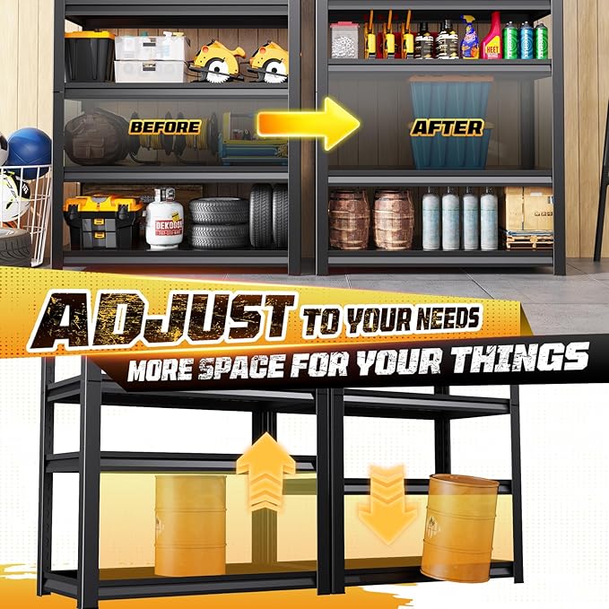 72" H Garage Storage Shelves 5-Tier,Garage Storage System Shelves Adjustable 2000LBS,Storage Shelving for Basement,Pantry,Kitchen,Warehouse,72" H x 59" W x 19.6" D