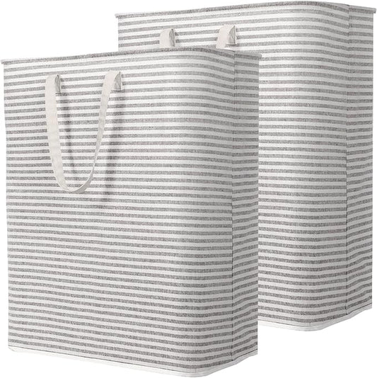 Lifewit 2 Pack Laundry Hamper Large Collapsible Laundry Baskets, Freestanding Waterproof Clothes Hamper with Easy Carry Handles in Laundry Room Bedroom Bathroom College Dorm, Grey, 2 x 125L