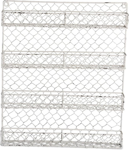 DII Farmhouse Vintage Decorative Metal Pantry Spice Rack Organizer, 17Lx2.3Wx20H", 4 Tier Spice Rack - White
