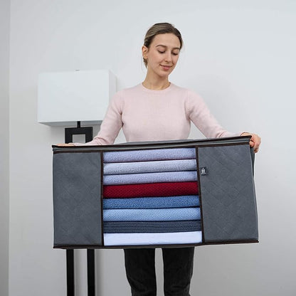 VENO 3 Pack Oversize Clothes Blanket Storage Bag, Christmas Ornament Storage Container Bins for Holiday Decor for Comforters Bedding, Foldable with Sturdy Zipper, Handle, Clear Window (34 Gallon)
