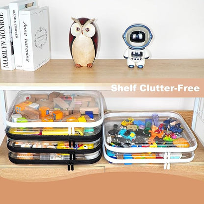 3PCS Clear Hard Shell Zipper Case,Toy Organizers and Storage Box,Clear Toiletry Cosmetic Case,Travel Makeup Bags, Diaper Bag Organizer,Pencil Case,Stackable Portable Transparent Zipper Pouches White-L
