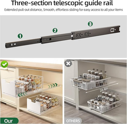 NETEL Pull Out Cabinet Organizer, 4 Pack No Drill Slide Out Drawers for Kitchen Cabinets, Metal Pantry Pull Out Shelves, Kitchen Cabinet Organizer, Pull Out Home Organizers, 11.8"W X 20.86"D X 6.9"H
