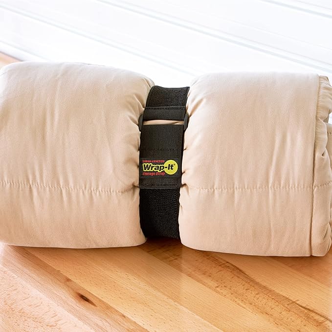 Super-Stretch Wrap-It Storage Straps - 24" (4 Pack) Black - Elastic Hook and Loop Cinch Straps fir Garden and Pool Hose Storage