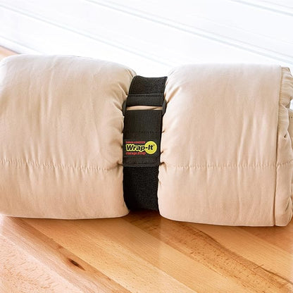 Super-Stretch Wrap-It Storage Straps - 24" (4 Pack) Black - Elastic Hook and Loop Cinch Straps fir Garden and Pool Hose Storage