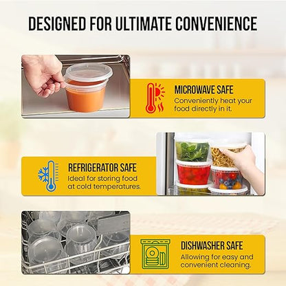 OCS Parts Round Plastic Deli Containers with Lids | Stackable, Microwavable, Freezer and Dishwasher Safe BPA Free Food Prep and Storage Containers (240, Clear, 16 Ounce)