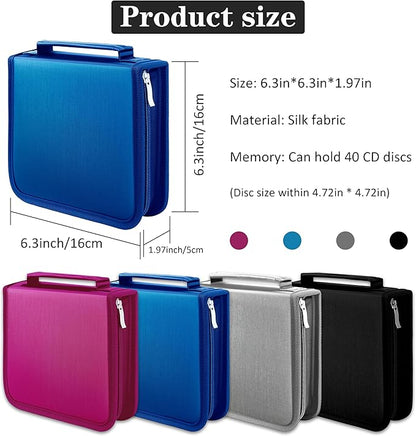 DVD Case CD Storage,40 Capacity CD Cases Holder DVD Storage Case Holders CD DVD Disc Case Storage Wallet Binder for Car Home Office Travel (40 Blue)