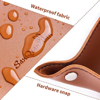 SANQIANWAN PU Leather Jewelry Valet Tray for Women and Men, Portable Entryway Table and Bedside Nightstand Desk Catchall Travel Dish Plate for Key, Wallet, Watch, Coin (Brown-B)
