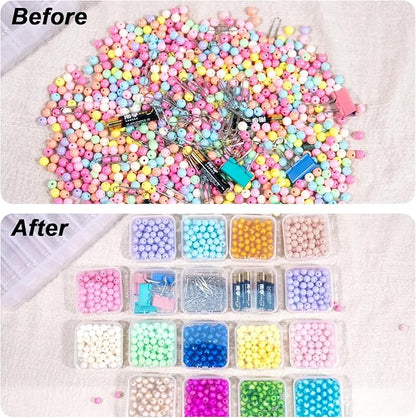 Bead Organizer Box，31Pcs Clear Bead Organizers and Storage Mini Rectangle Plastic Containers, Ideal for DIY Jewelry, Bracelet Making, Nail Art & Small Craft Parts
