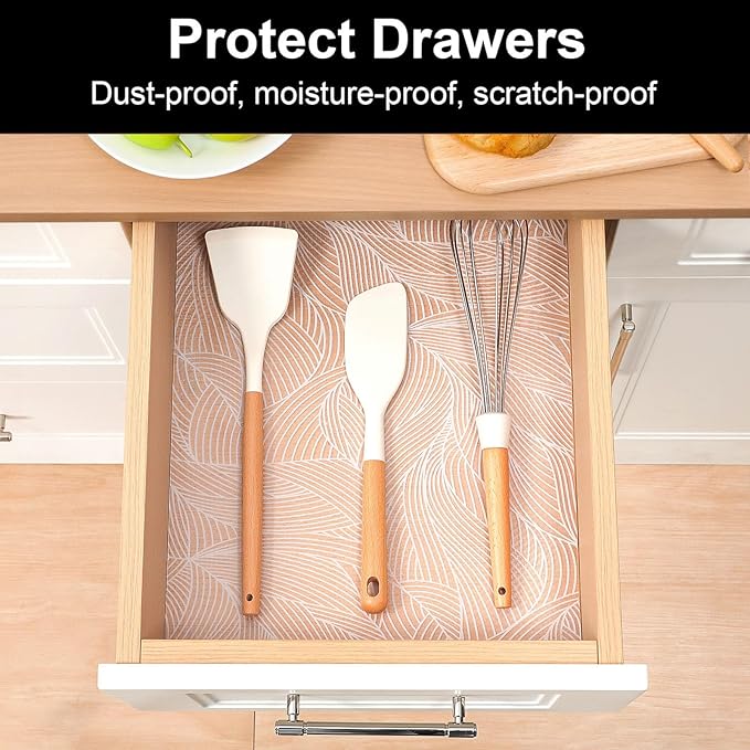 Cooyes Shelf Liner, Non-Adhesive Waterproof Drawer Liner, Durable Easy-to-Cut EVA Shelf Paper for Kitchen Cabinets, Refrigerator, Cupboard, and Dresser （11.8" W x 118" L）