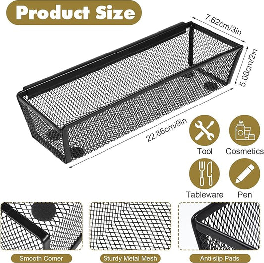 Mesh Utensil Drawer Organizer, 6 Pcs, 8.8 x 3 x 2 Inches, Black