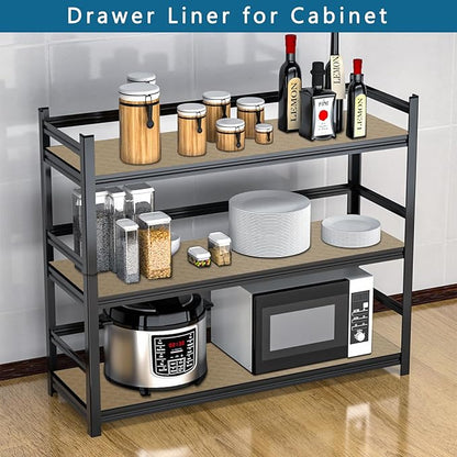HooTown Kitchen Shelf Liner Drawer Liners, 11.8"W x 78.7"L Non-Adhesive Cabinet Cupboard Liners Refrigerator Waterproof Fridge Mat with Durable Kitchen Cabinet Mat for Drawers, Shelves, Pantry, Khaki