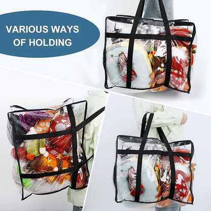 4Pack Clear Blanket Storage Bags, Vinyl Comforter Clothes Storage Closet Organizers and Storage Containers Moving Bags with Reinforced Handle for Bedding, Clothing, Comforters, Pillows, Toys,90L