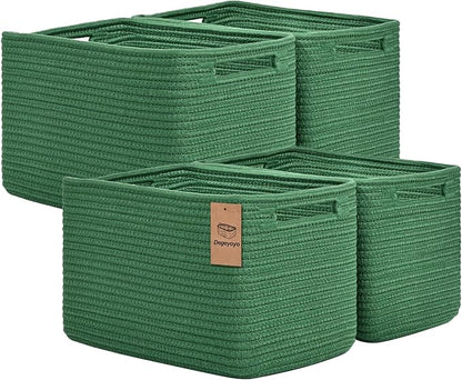 Storage Baskets for Organizing, 4 Pack Storage Baskets for Shelves, Woven Basket for Shelves, Closet Organization, Rectangle Organizer Basket Gifts Empty, 13"Lx8.7"Wx7.9"H Decorative Bins with Handles