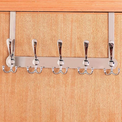 Encozy Over The Door Hooks,Coat Rack for Hanging Clothes Hat Towel (Heavy Duty Silver 1pcs)