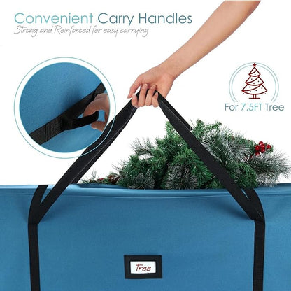 Hearth & Harbor 7.5 ft Christmas Tree Storage Bag - Artificial Christmas Tree Bag with Reinforced Handles, Dual Zipper, Wide Opening - Large Storage Container for Trees and Decorations, 600D Oxford