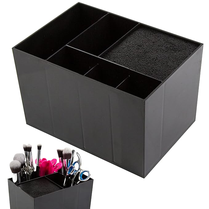 Salon Supply Co Hair Dresser Organizer - Shear Holder for Stylist - Hairstylist Organizer for Station - Scissor Holder Box - Hairstylist Accessories - Holder for Scissors (Black)