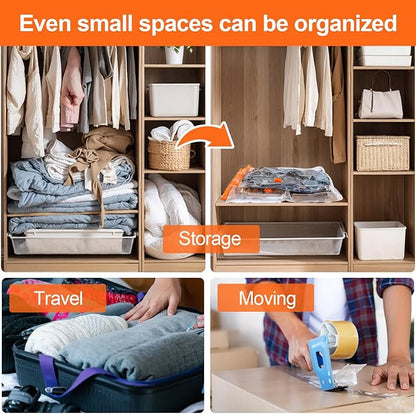AGPTEK 16 Pack Vacuum Storage Bags(4 Jumbo/Large/Medium/Small) Compression Storage Bags for Blankets Clothes, Space Saver Vacuum Seal Bags for Clothing Bedding Travelling Luggage(Electric Pump)