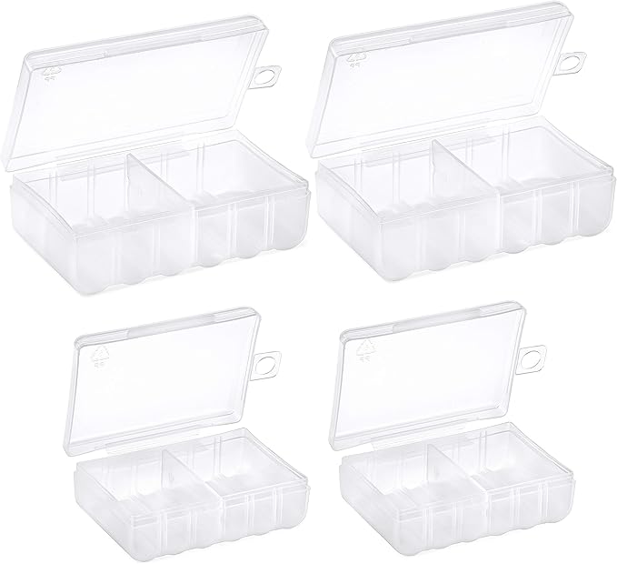 GlossyEnd Set of 4 - Two AA and Two AAA Battery Storage Box, Battery Storage Case, Battery Holder Clear