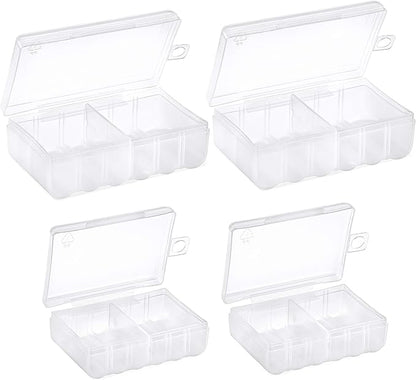 GlossyEnd Set of 4 - Two AA and Two AAA Battery Storage Box, Battery Storage Case, Battery Holder Clear