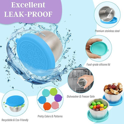 Qukaka 6x2.7 Oz Salad Dressing Container to Go,Handy Leakproof Stainless Steel Meal Prep Containers Reusable,Sauce Containers for Lunch Box, Picnics, Travel, Office and Kitchen Storage