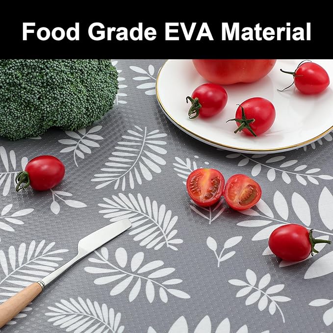 Cooyes Shelf Liners for Kitchen Cabinets Waterproof & Oil-Proof Kitchen Cupboard Mats Non-Slip Drawer Mats EVA Material Non Adhesive Fridge Liner for Shelves（17.5" W x 78.7" L）