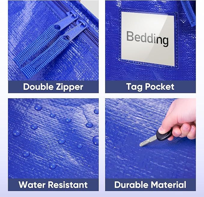 Veradome Extra Large Moving Bags with Zippers & Carrying Handles, Heavy-Duty Storage Tote Moving Boxes for Space Saving (6)