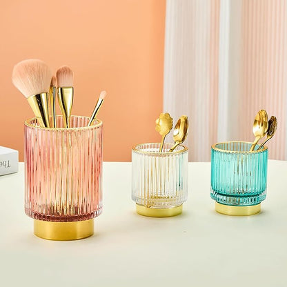 LEICURACE Makeup Brush Holder Organizer,Toothbrush Holders,Desk Pen Pencil Holder,Multifunctional Vintage Glass Brush Cup(A3-22-US)
