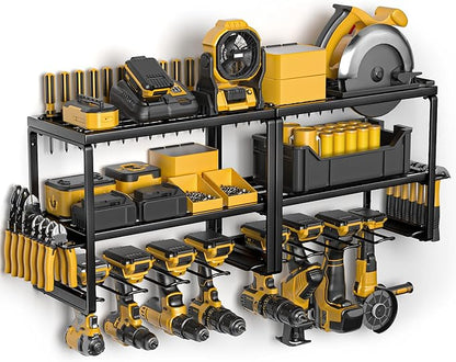 Power Tool Organizer, 15 Min Fast Assembly, 8 Slots 3 Layer Heavy Duty Metal & Max 150lb load Cordless Power Dill Holder in Garage/Workshop/Pegboard/Shed Suitable for giving for Father's Day