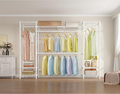 VIPEK X30 Expandable Clothes Rack Adjustable from 5' to 6'11", 950lbs Capacity Heavy Duty Portable Closet with 4 Hanger Rods & 7 Wire Shelves, Metal Wardrobe System for Reach-in Closet, White