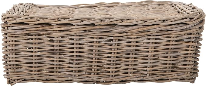 Kouboo Rectangular Underbed Storage Bin with Lid - Rattan Basket for Clothes, Blankets, Pillows - Lightweight Wicker Storage Unit - 9 in. H 26.5 in. L x 21 in. W - from