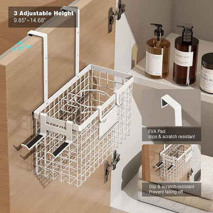 Voldra Hair Dryer Holder Cabinet Door, Adhesive Hair Tool Organizer Wall Mount Adjustable Height Blow Dryer Holder Under Sink/Countertop for Flat Curling Iron, Hair Brush and Straightener (1, White)