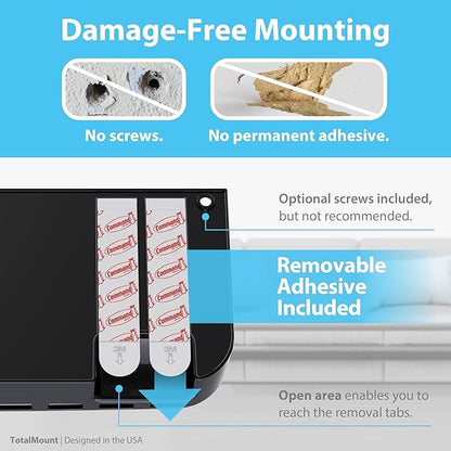 TotalMount Hole-Free Remote Holder – Eliminates the Need to Drill Holes in Your Wall (Premium Black Remote Control Holder for 5 or 6 Remotes)