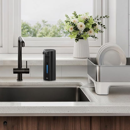 EKO Aroma Pro 13.5 fl oz Touchless Automatic Liquid Soap Dispenser, Rechargeable Hand & Dish Soap Dispenser for Bathroom and Kitchen, Waterproof, Adjustable Volume Control (Matte Black)